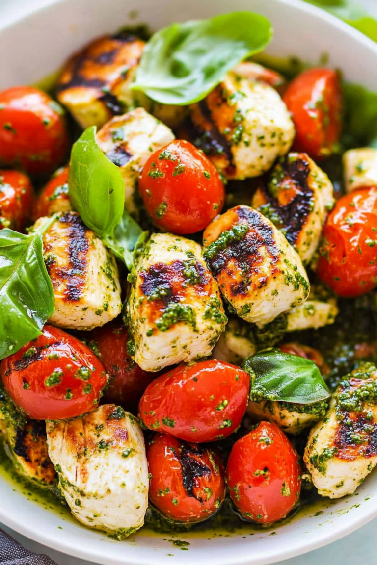 pesto chicken caprese salad